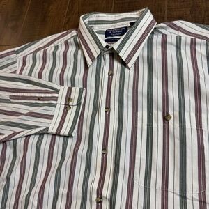 Roundtree & Yorke Wrinkle Free Mens 2XLT Striped Long Sleeve Shirt